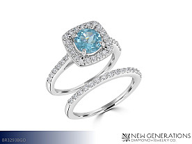 New Generations 10K 1.47tgw Diamond & Blue Topaz Bridal Set (Available in White or Yellow Gold) Jewelry
