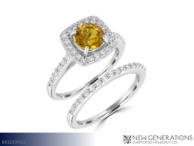 New Generations Bridal Jewelry - 10K 1.47tgw Diamond & Lab Grown Yellow Sapphire Bridal Set  (Available in White Gold, Yellow Gold, and Rose Gold)
