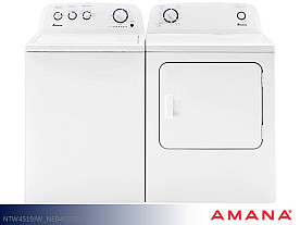 Amana With Agitator Top Load Washer & Electric Dryer Set - W: 3.8cf | D: 6.5cf (White)