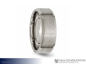 New Generations Titanium Band Jewelry - Gents Titanium 8mm Brushed and Polished Beveled Edge Band (Available Sizes 8-13, all 1/2 sizes)